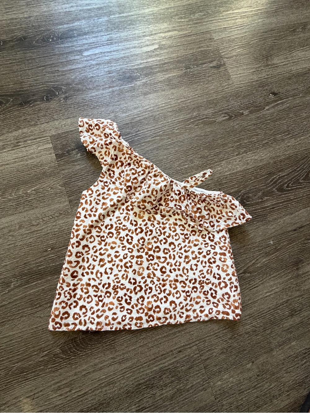 Janie and Jack One-Shoulder Leopard Print Tank Top - Brown & White